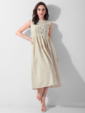 Meadow Whisper Hand-Embroidered Cotton Midi Dress
