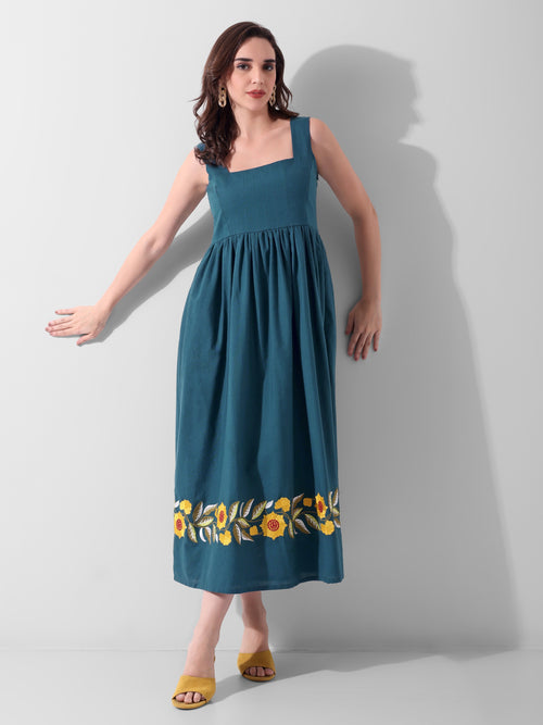 Amber Bloom Border Midi Dress