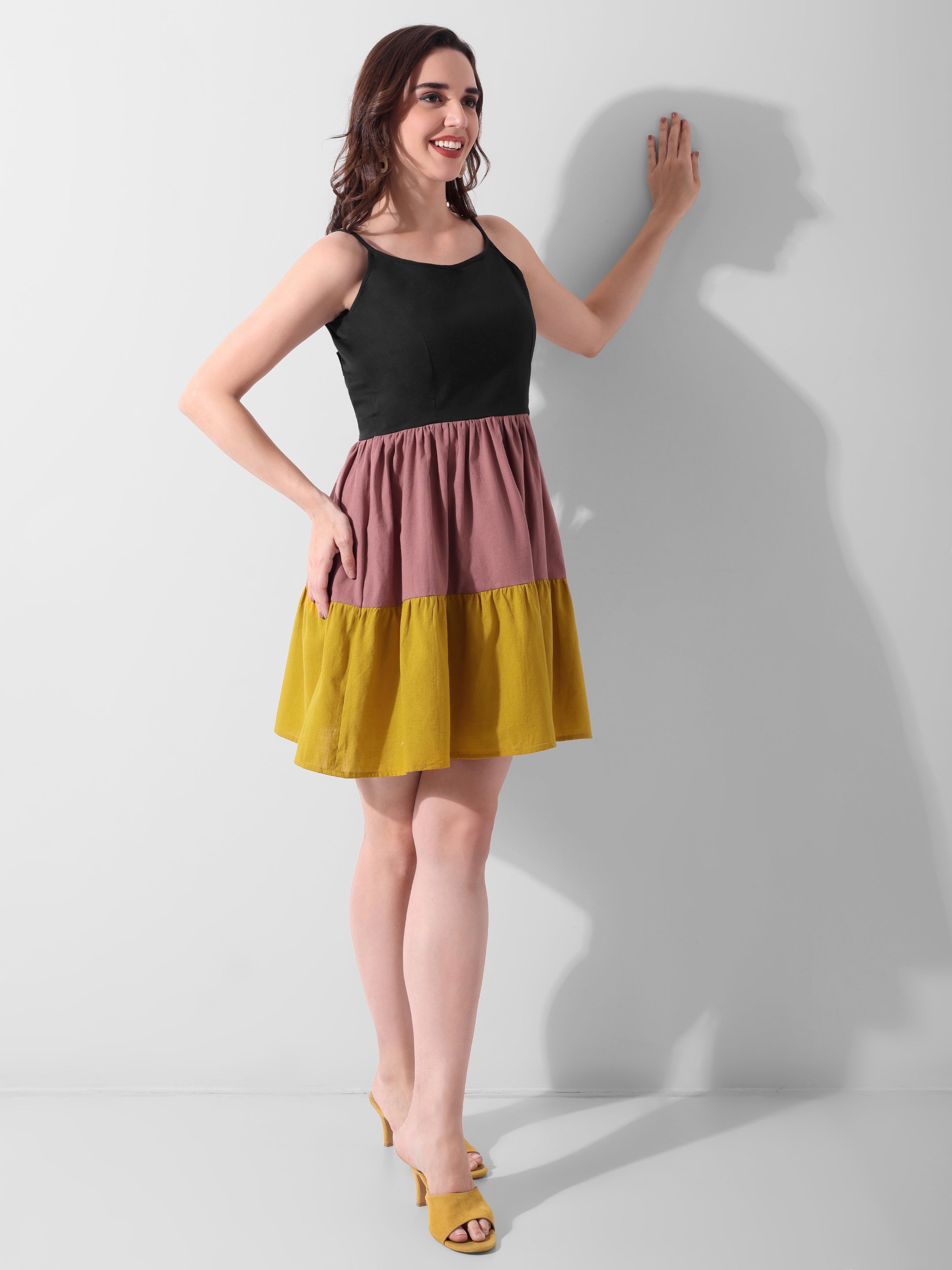 Tricolor Breeze Tiered Dress