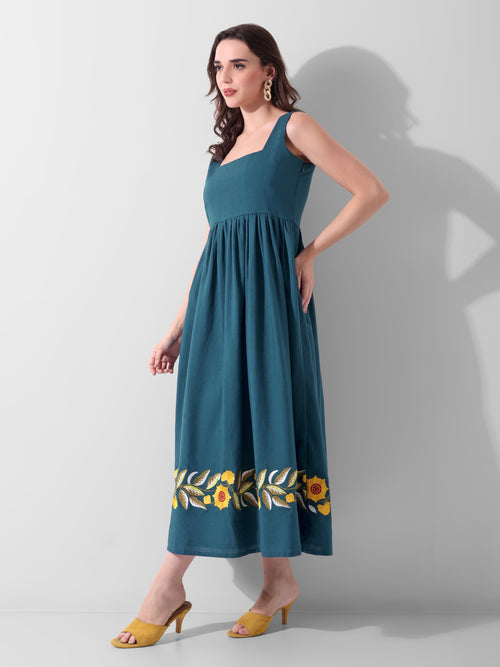 Amber Bloom Border Midi Dress