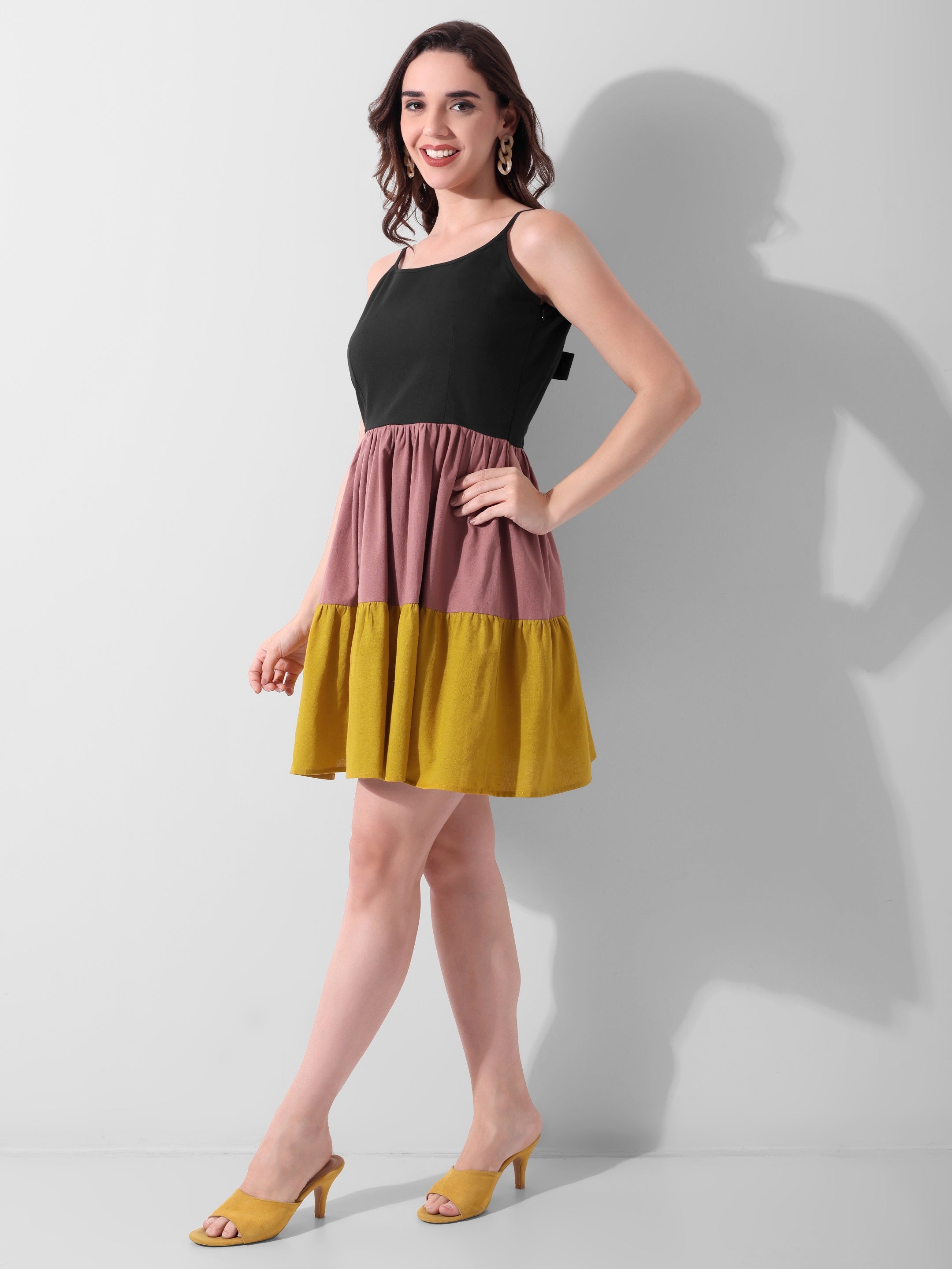 Tricolor Breeze Tiered Dress