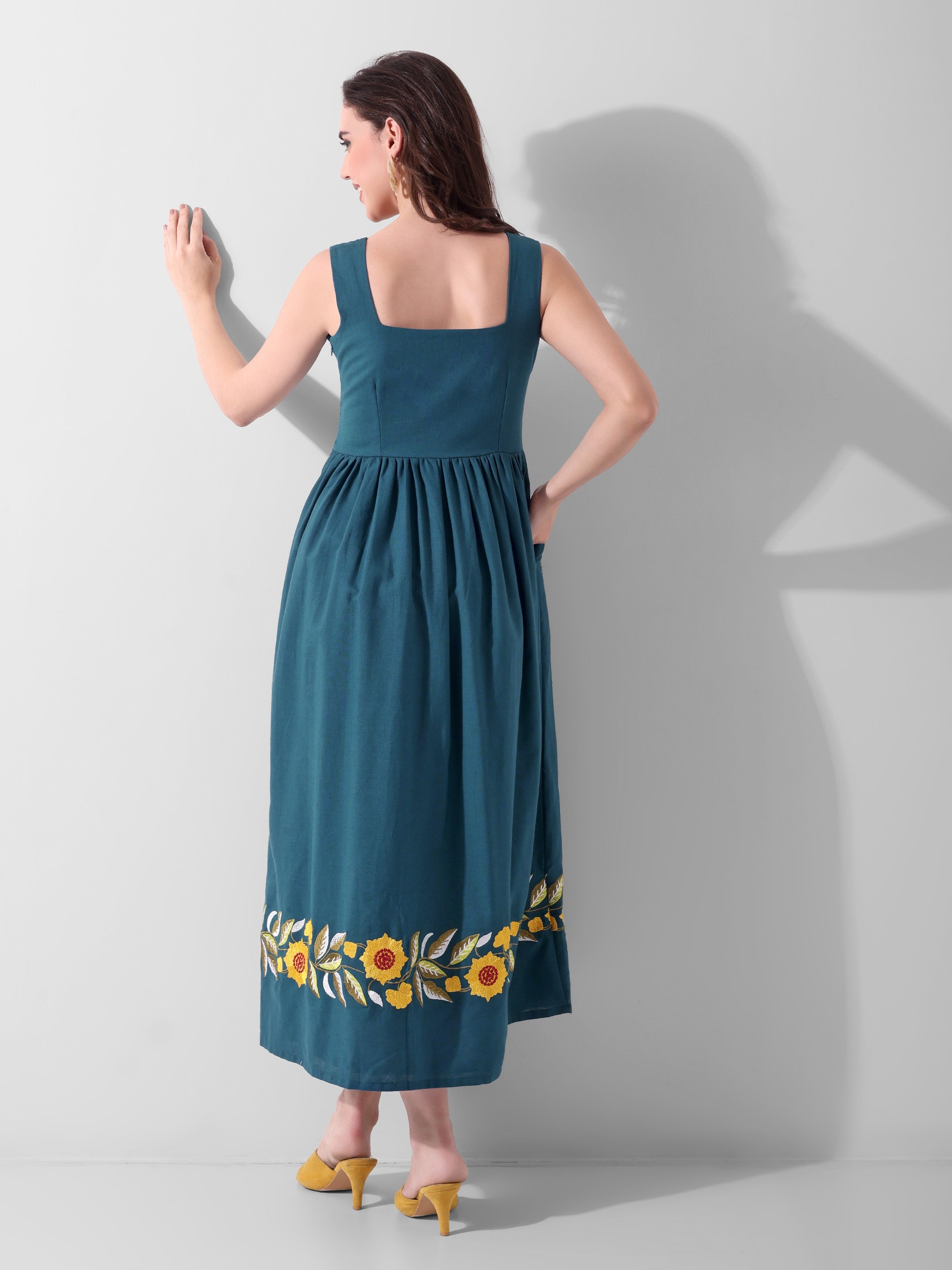 Amber Bloom Border Midi Dress