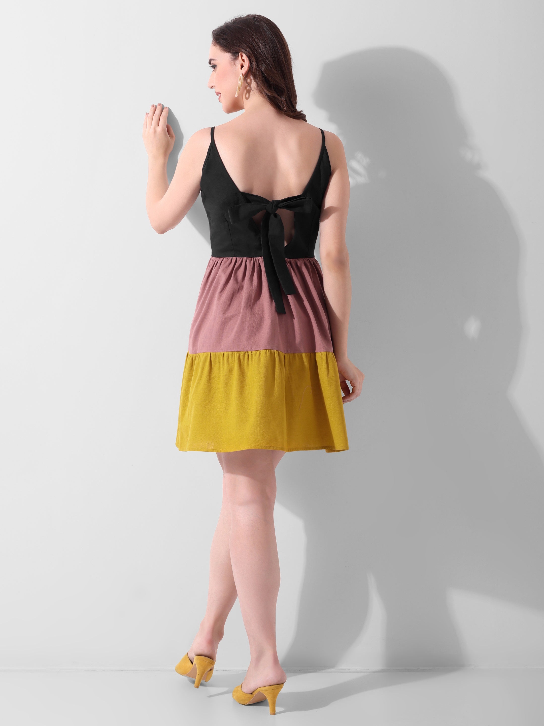 Tricolor Breeze Tiered Dress