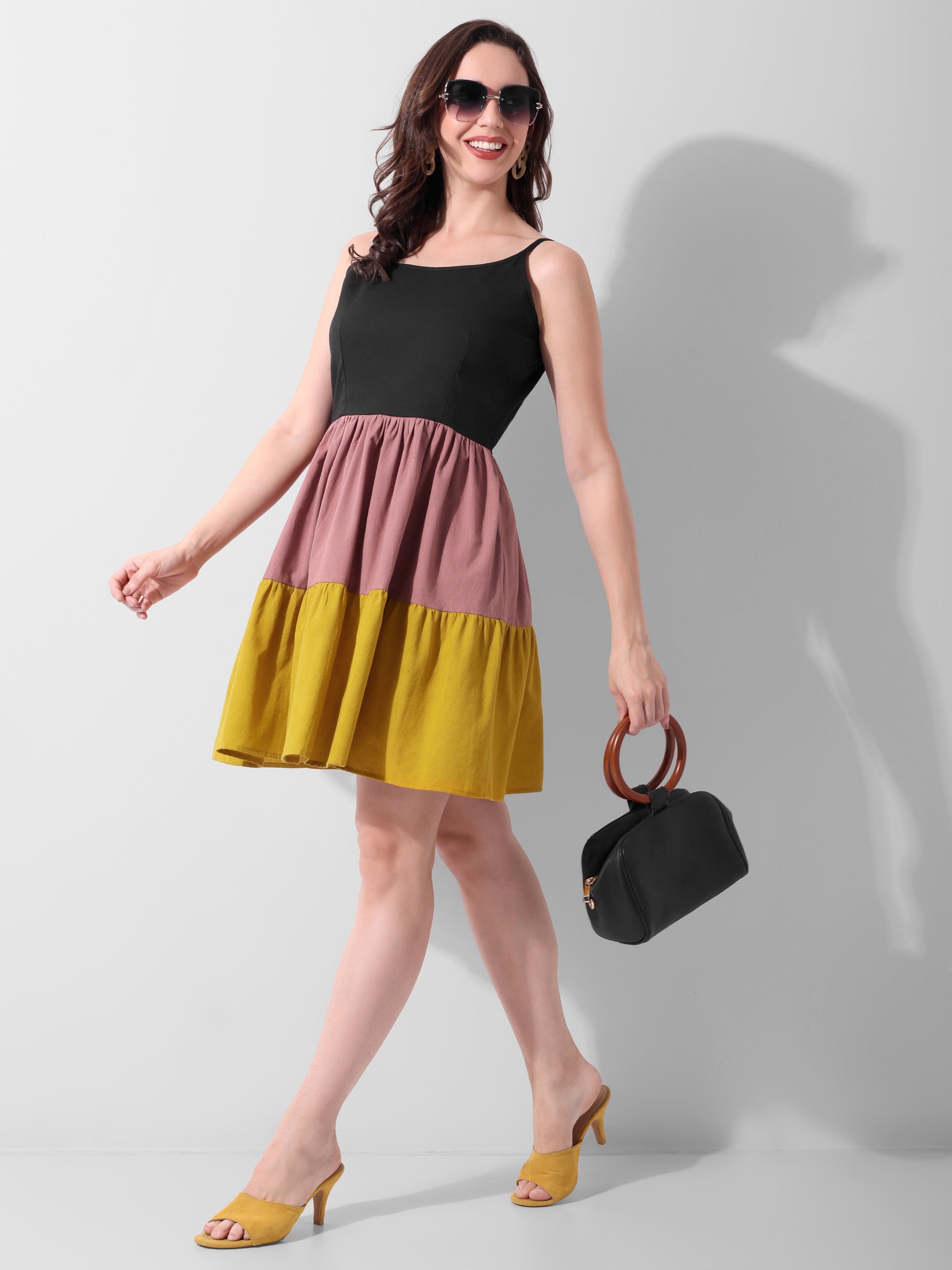 Tricolor Breeze Tiered Dress