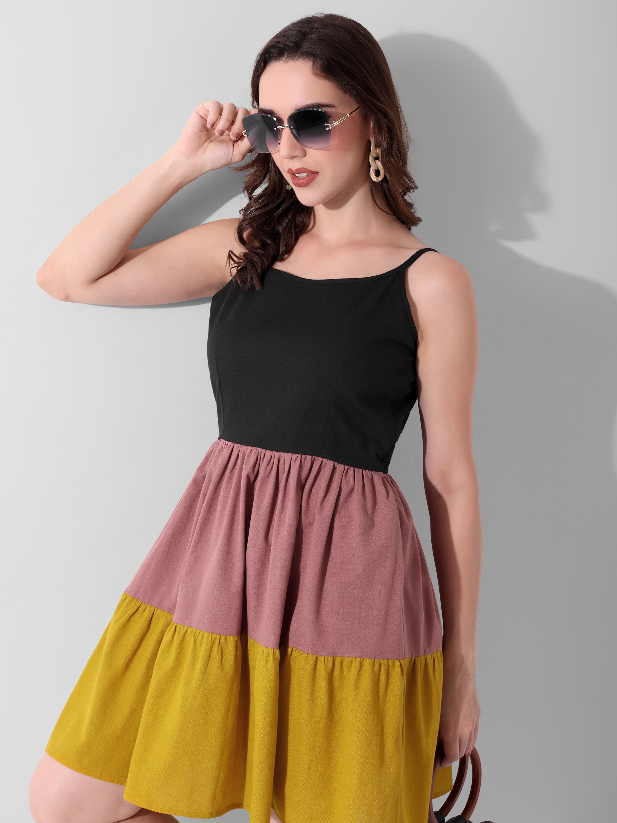 Tricolor Breeze Tiered Dress
